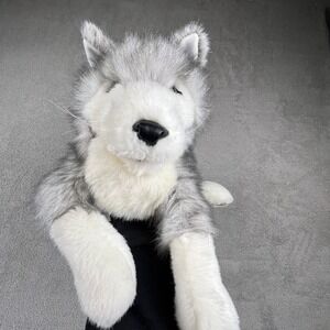 Folkmanis Timber Wolf Puppet Kids 15" Grey White Plush Realistic Animal Toy